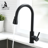 Kitchen Faucets Black Single Handle Pull Out Kitchen Tap Single Hole Handle Swivel 360 Degree Water Mixer Tap Mixer Tap 408906