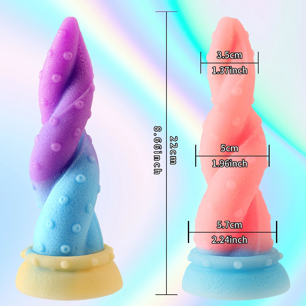 Monster Dildo luminous Soft Silicone Spiral Dildo ButtPlug Strap on Vagina Anal Sex With Suction Cup Adult Sex For Erotic Toys