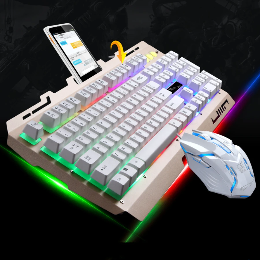 

2024 1.5M Wired Keyboard Combo 104 Keys LED Removable Waterproof Backlit USB Gaming Keyboard Mouse Set Mice For Desktop Laptop