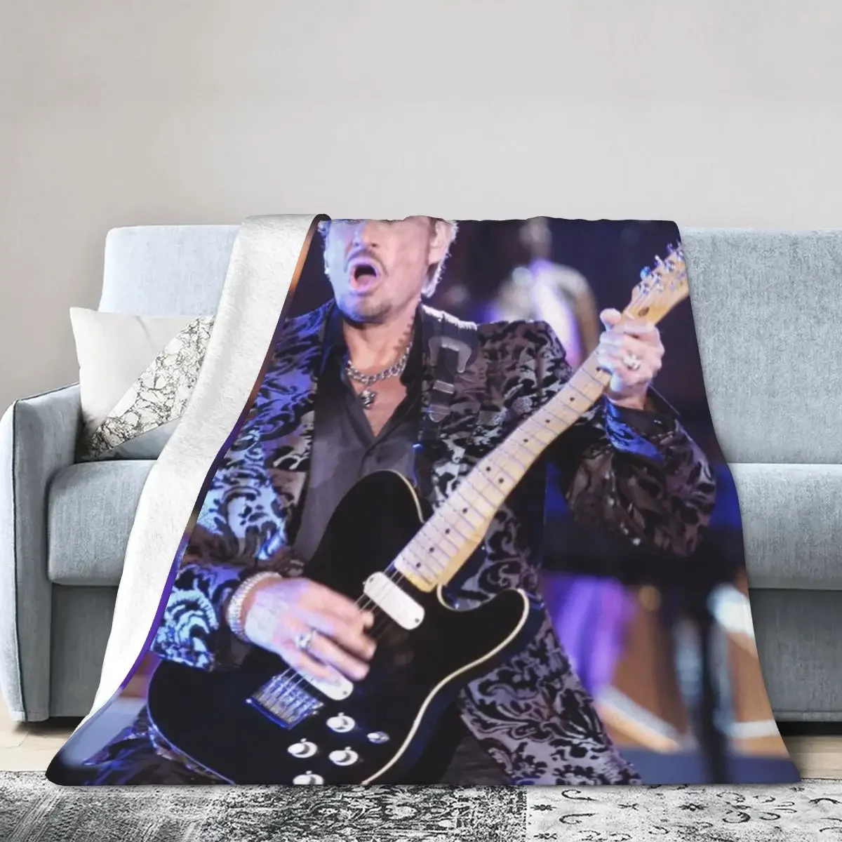 

Johnny Hallyday Blankets Soft Warm Flannel Throw Blanket Bedspread for Bed Living room Picnic Travel Home Couch