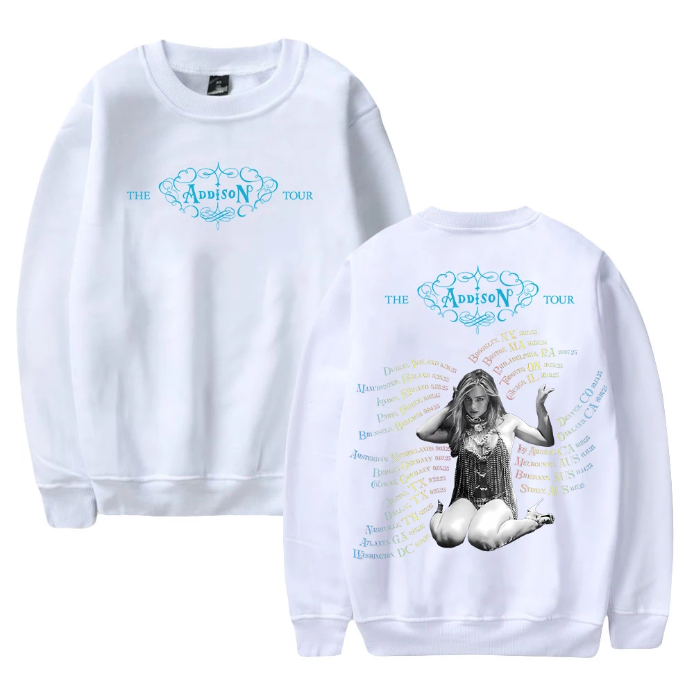 GF Addison Rae 2025 The Addison Tour Merch Crewneck كم طويل ملابس الشارع الشهير الرجال النساء البلوز البلوز موضة الملابس #2