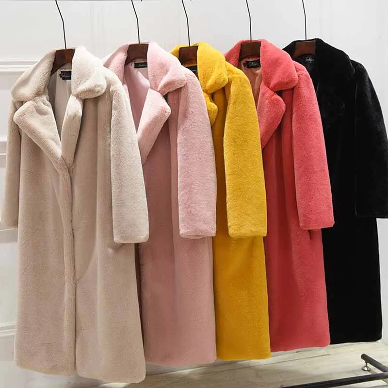 

Imitation Mink & Faux Warm Women 2024 New Plush Jacket Female Long Section Loose Thickening Fur Coat Nuw533