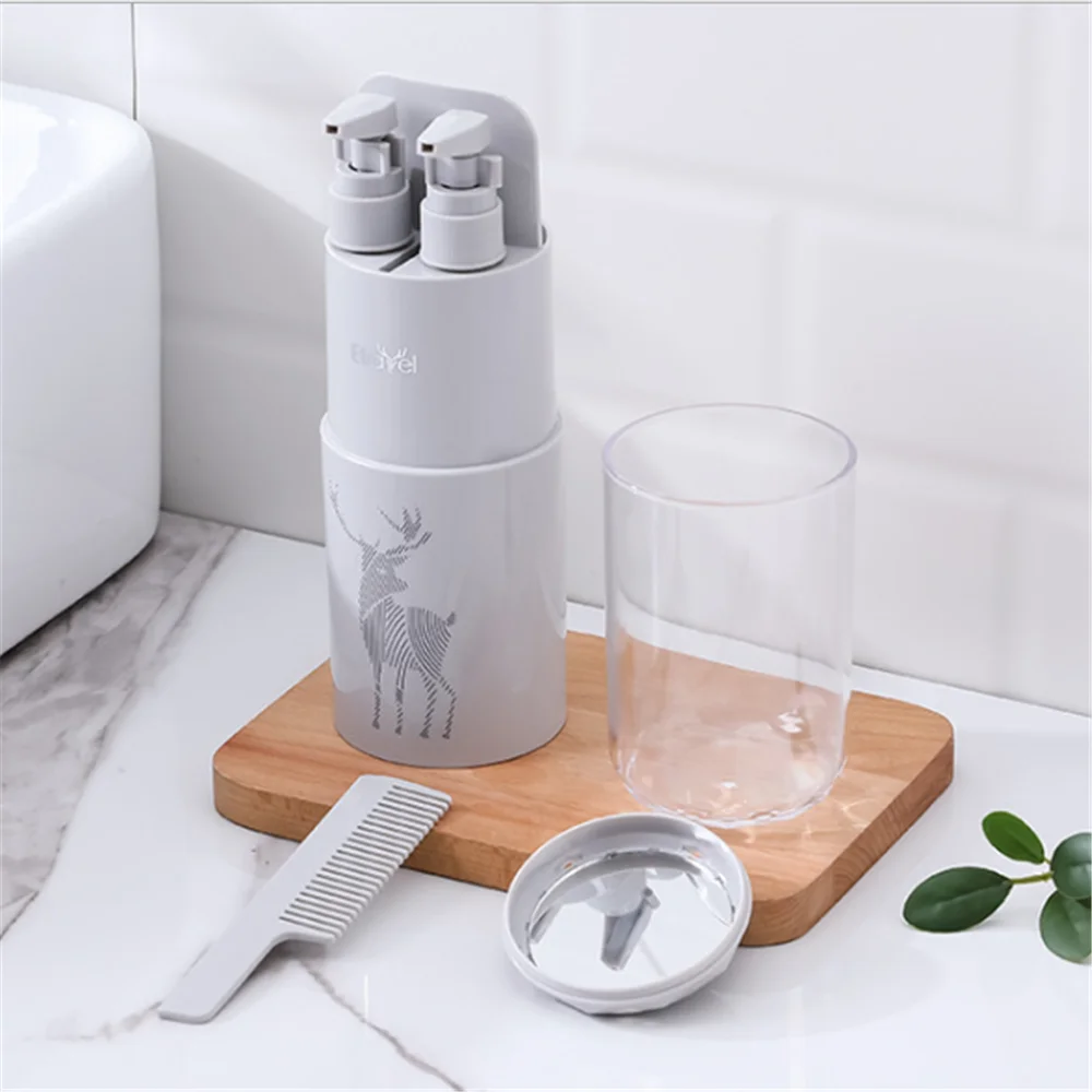 Multifunction Creative Portable Travel Wash Set Toothpaste Shampoo Storage Bottle Bathroom Travel Cup Toothbrush Organizer Box