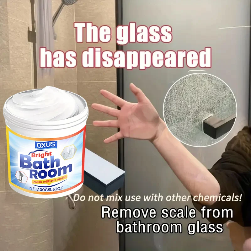 Bathroom glass polishing gel - Powerful scale remover, suitable for shower doors, tiles and stainless steel - Multi-surface form