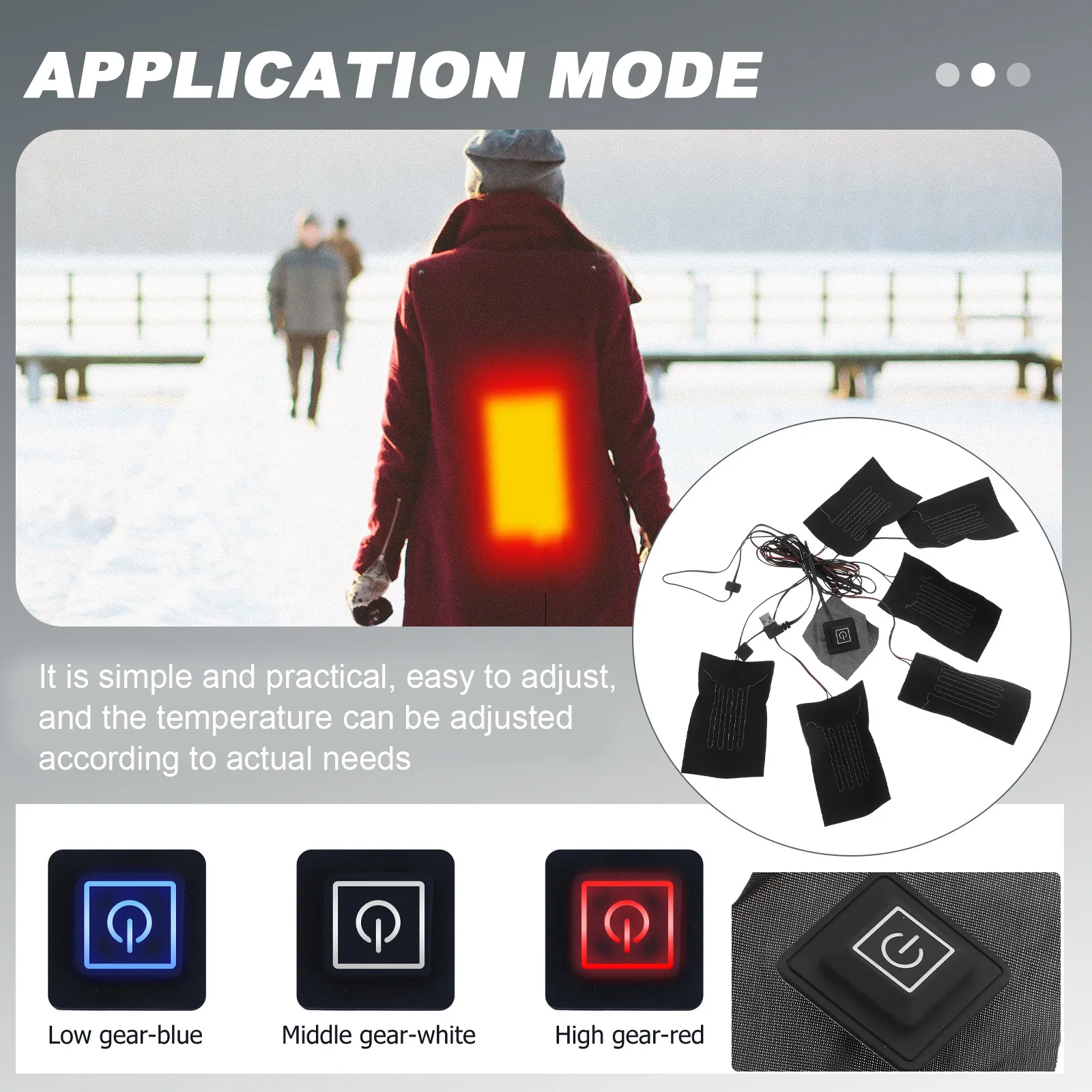 

Carbon Fiber Heating Sheet Electric Heater for Clothes Pads Cotton Coat Shoulder Thermal USB Adjustable Temperature Practical