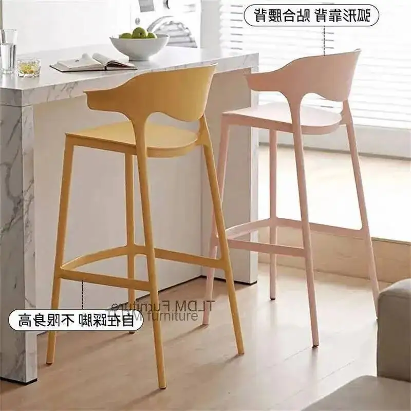 Stackable Bar High Nordic Modern Home Minimalist Stools Creative Plastic Bar Designer Chairs Furniture Cafe Backrest Bar Chairs