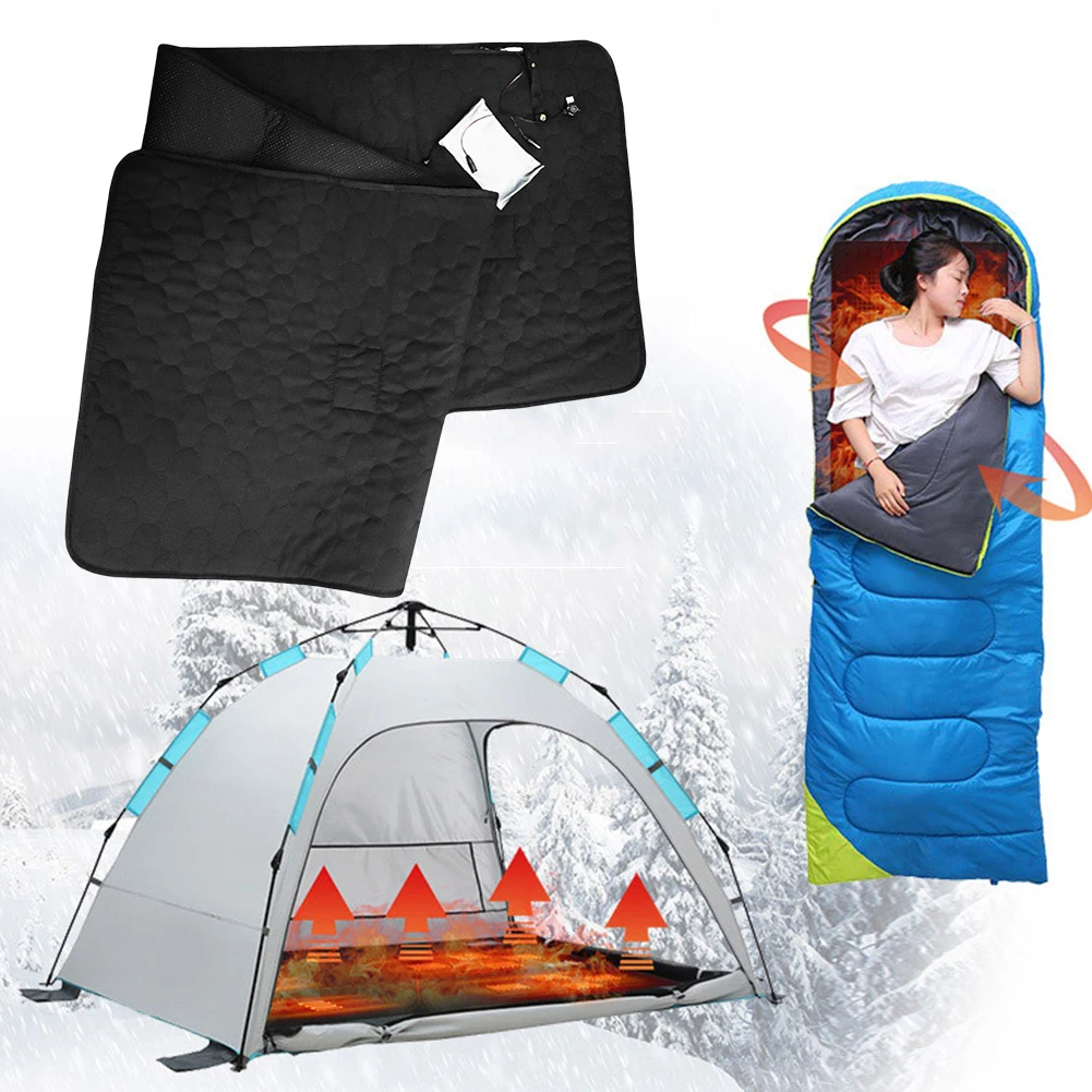 

USB Heating Sleeping Mat 5 Zones Outdoor Electric Heating Pad Adjustable Temperature Camping Heated Sleeping Mattress