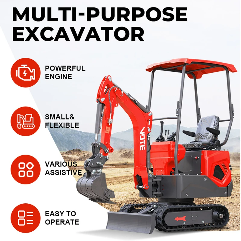 

China Brand Mini Excavator 1 Ton Hydraulic Crawler Digger Low Price Crawler Excavator Earth Moving Machinery Micro Digger