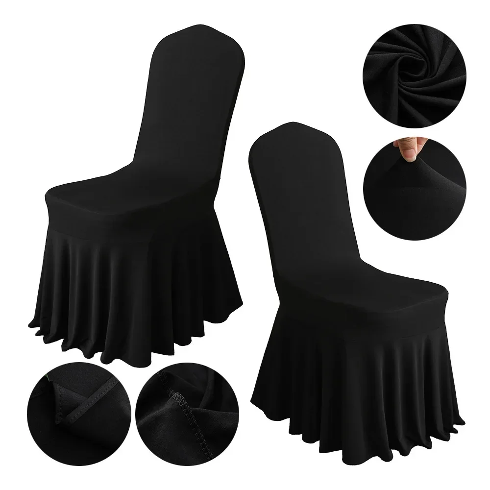 

4pcs/lot Pleated Skirt Chair Covers Spandex Party Weddings Banquet Polyester Chair Cover Hotel Restaurant Wedding Seat Covers