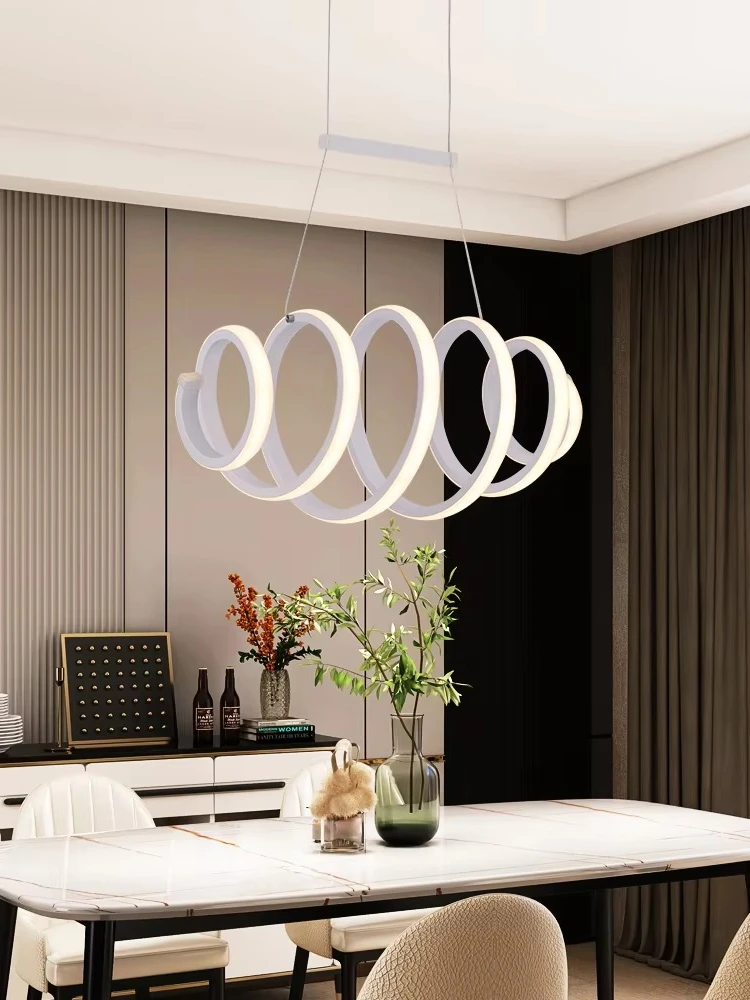 Modern Simple Nordic Style White Hanging Chandelier Light Emitting Diode Aluminum Chandelier