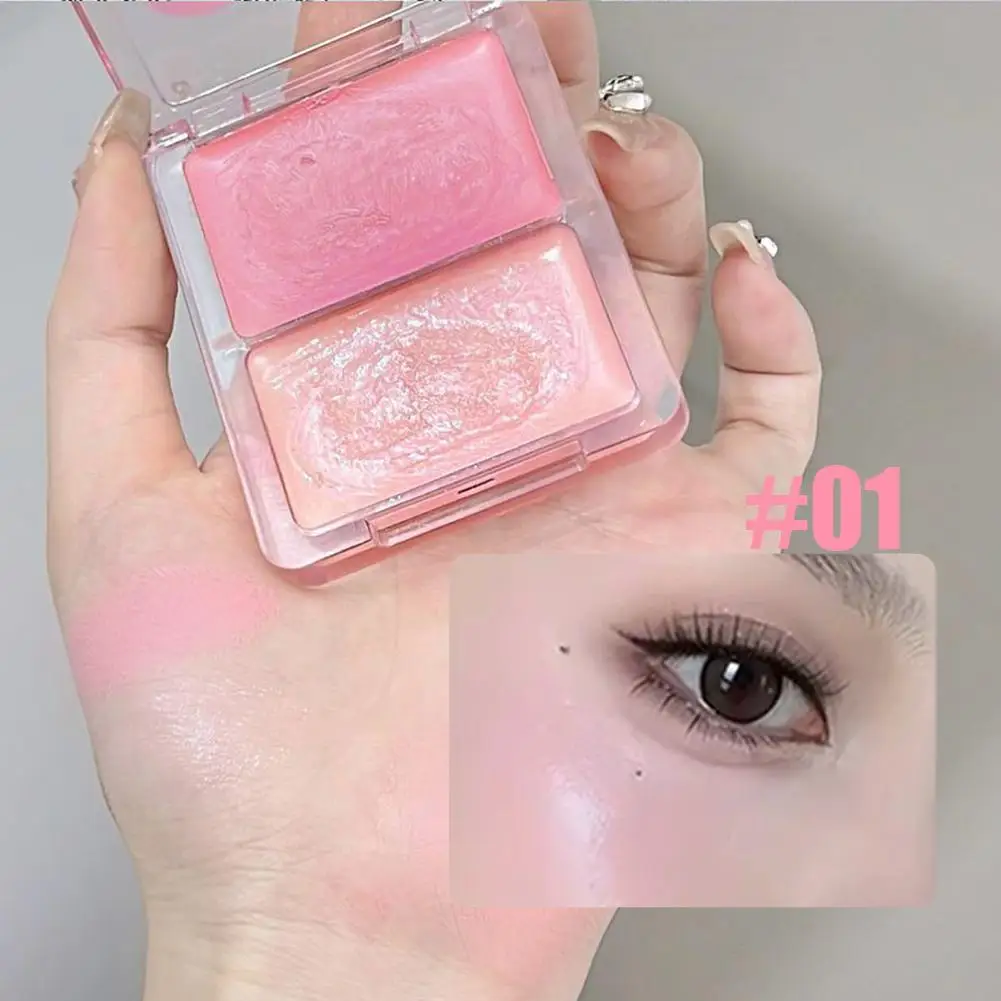 Lumière d'eau Blush crème Double pinyin mettre en évidence visage joue teinte éclaircir imperméable visage contour Orange Blush Palette maquillage