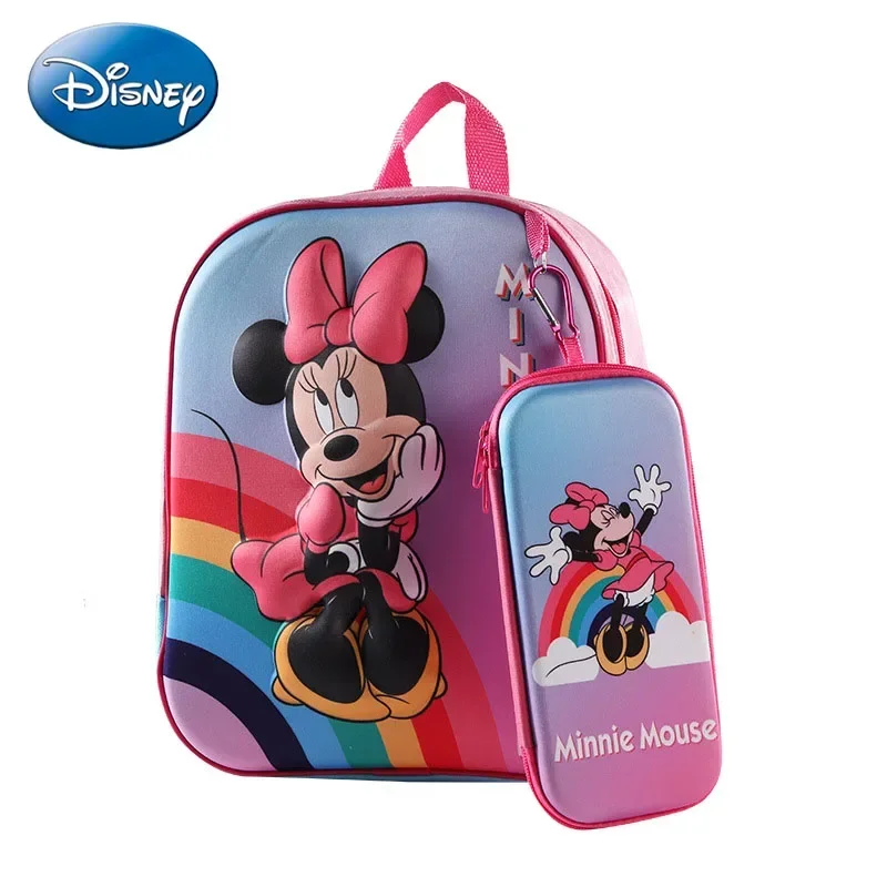 Disney Minnie Boys Girls Backpack Frozen School Bag with Pencil Case Spiderman Kids Kindergarten Preschool School Bags