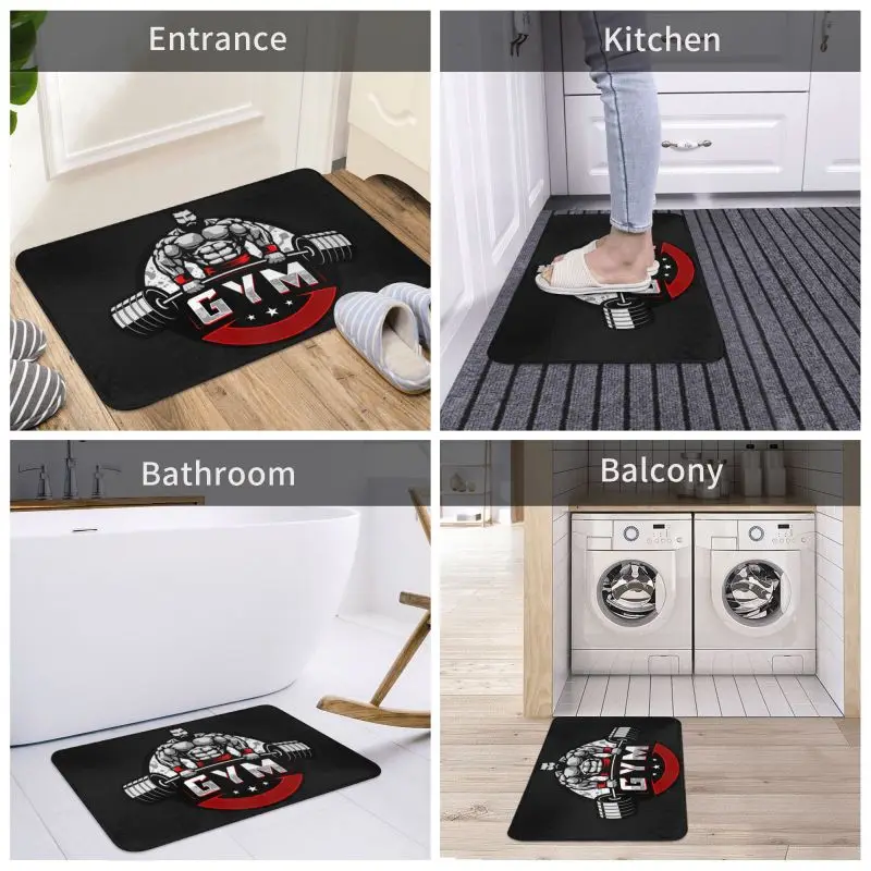 Custom Bodybuilding Gym Doormat Non-Slip Entrance Bathroom Kitchen Door Floor Mats Fitness Muscle Garden Rug Carpet Footpad