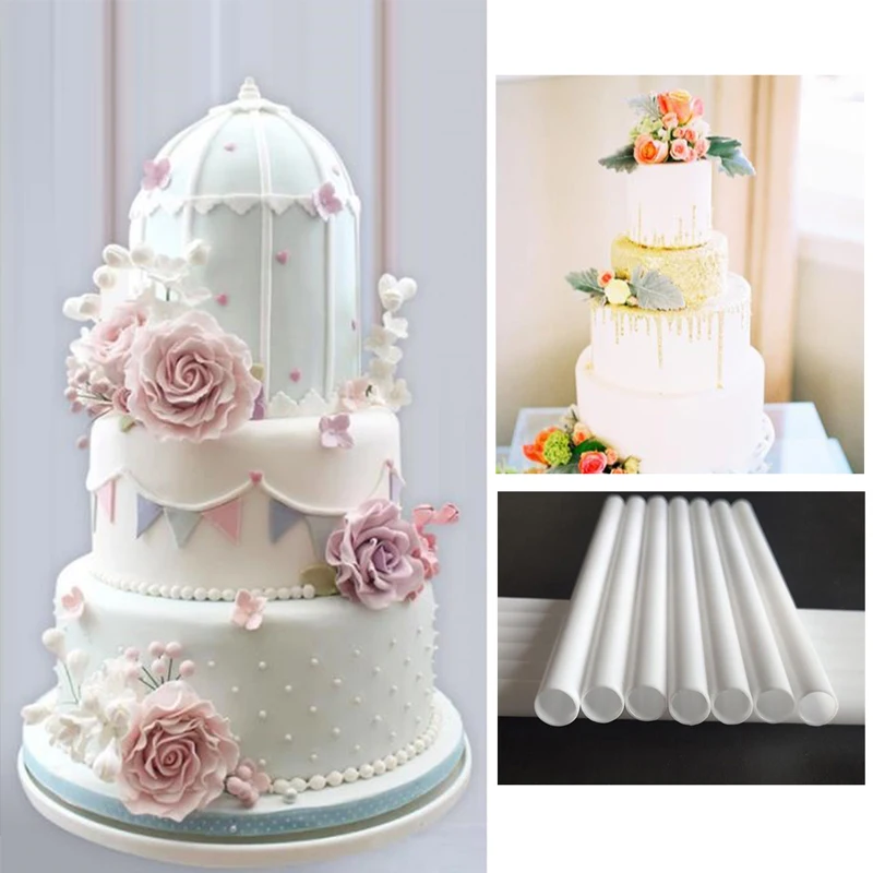 Pasadores de plástico blanco para Tartas, varillas de soporte para Tartas, redondos, reutilizables, 10 piezas