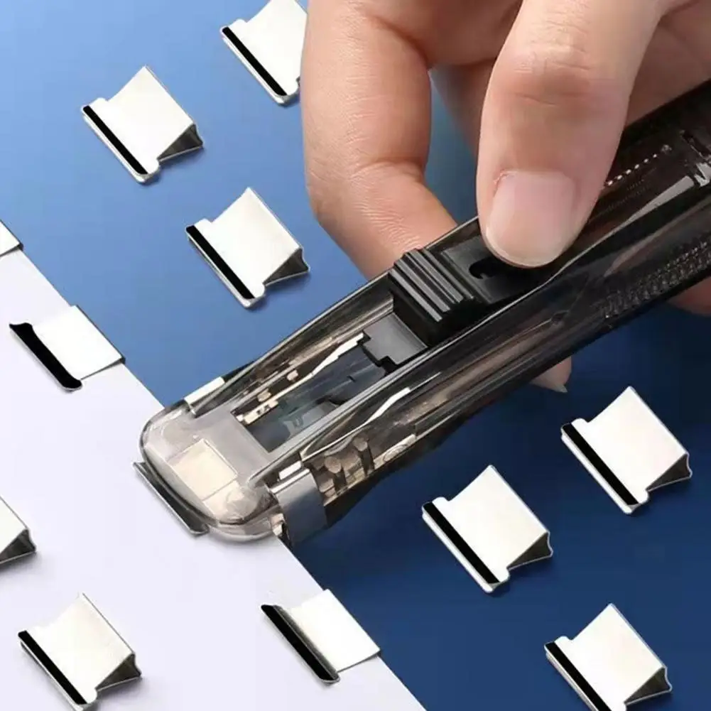 Paper Clipper Staplers Push Clamp File Documents Binding Tool Stapling Machine Paper Clips With Refills Office Supplies