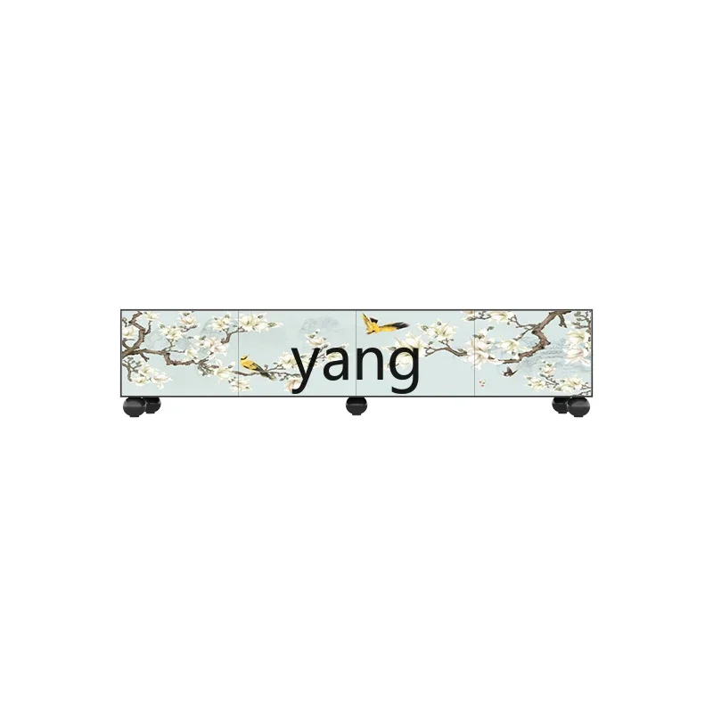 LMMTV cabinet Chinese flower and bird picture solid wood floor-to-ceiling storage locker integrated with wall side cabinet