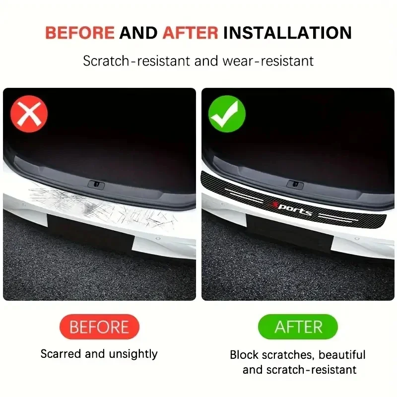 1PC 90*8.8cm Car Boot Threshold Protection Strip Carbon Fibre Anti-scratch and Anti-collision Rear Fender Trim Universal Trims