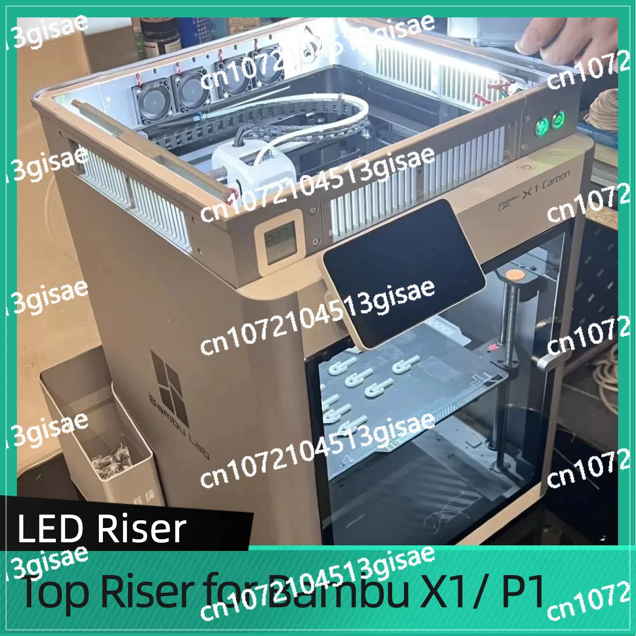 

X1C and P1S LED Top Riser with Cooling Sliding Vent Glass Top LED Housing Ventilation Grille High Brightness LED