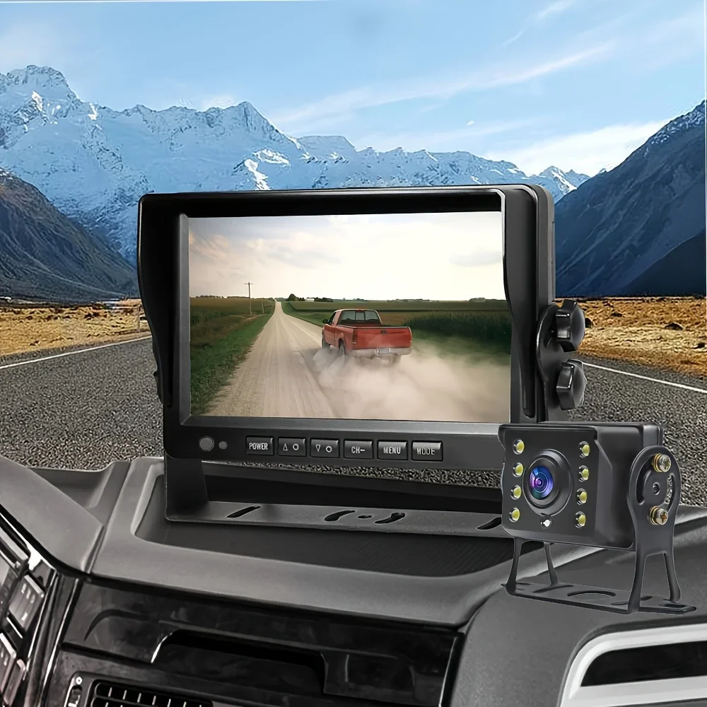 Bileeko LED Backup Camera Monitor Kit - 7-Inch 12-24V for Buses/Trucks/RVs/Pickups Parking Assistant Easy Install