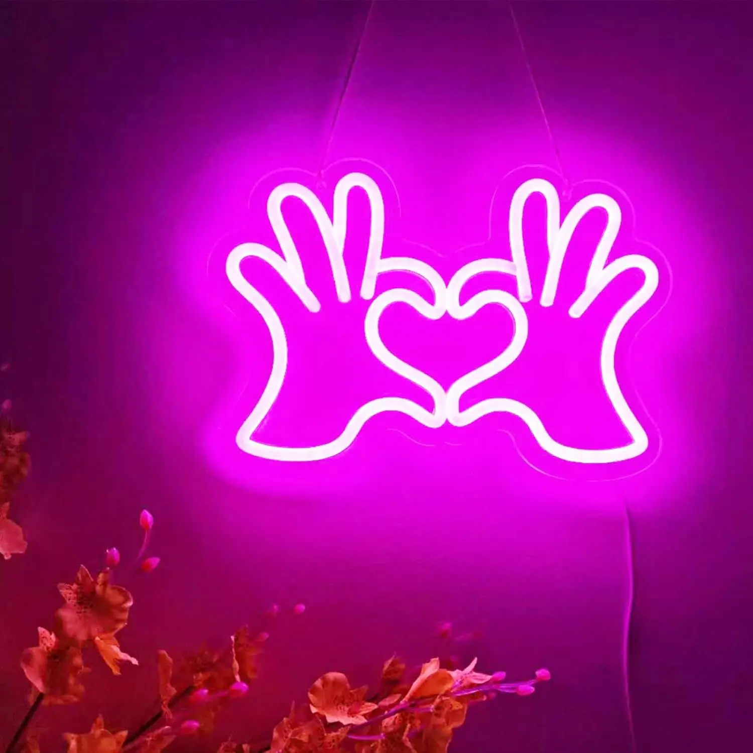 Неоновая вывеска в форме сердца и рук, неоновая вывеска на палец, USB с регулируемой яркостью для комнаты, спальни, свадьбы, вечеринки, дня рождения, декор, подарки на день Святого Валентина