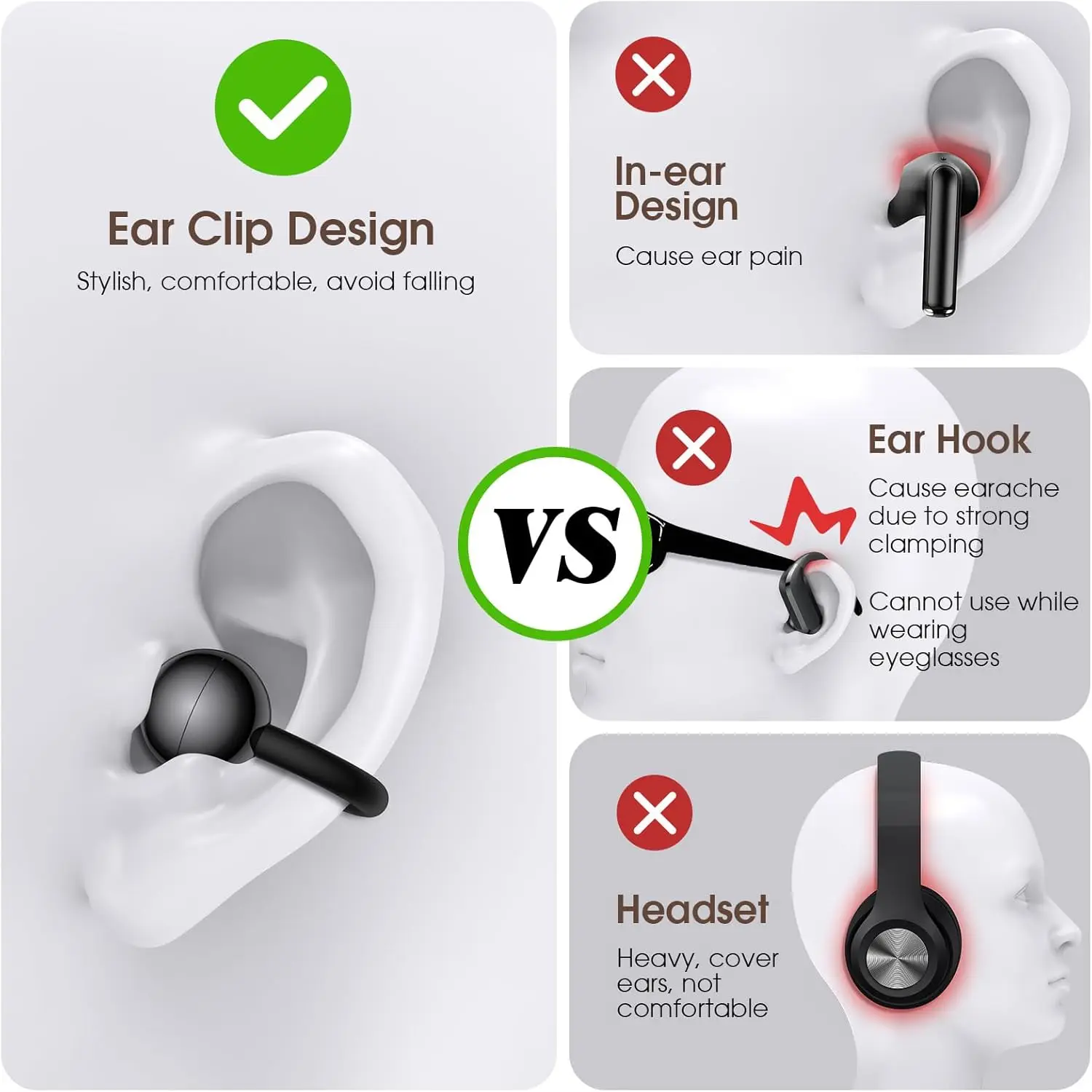 OWS Wireless Earphone with LED Display for Travel Clear Calls IP7 Waterproof Earbuds Stereo Headphones High Quality Headset