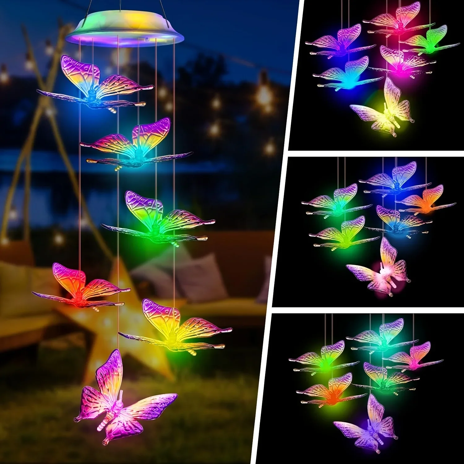 

Wind Chimes, Color Changing Solar Wind Chimes for Outside, Waterproof Solar Powered Wind Chime Outdoor, Solar Light LED Multi-Co