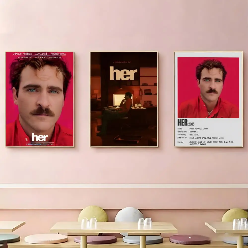 Sci-Fi Movie Her Poster HD Self-Adhesive Waterproof Wall Art Easy to Apply Multi-Scene Decor