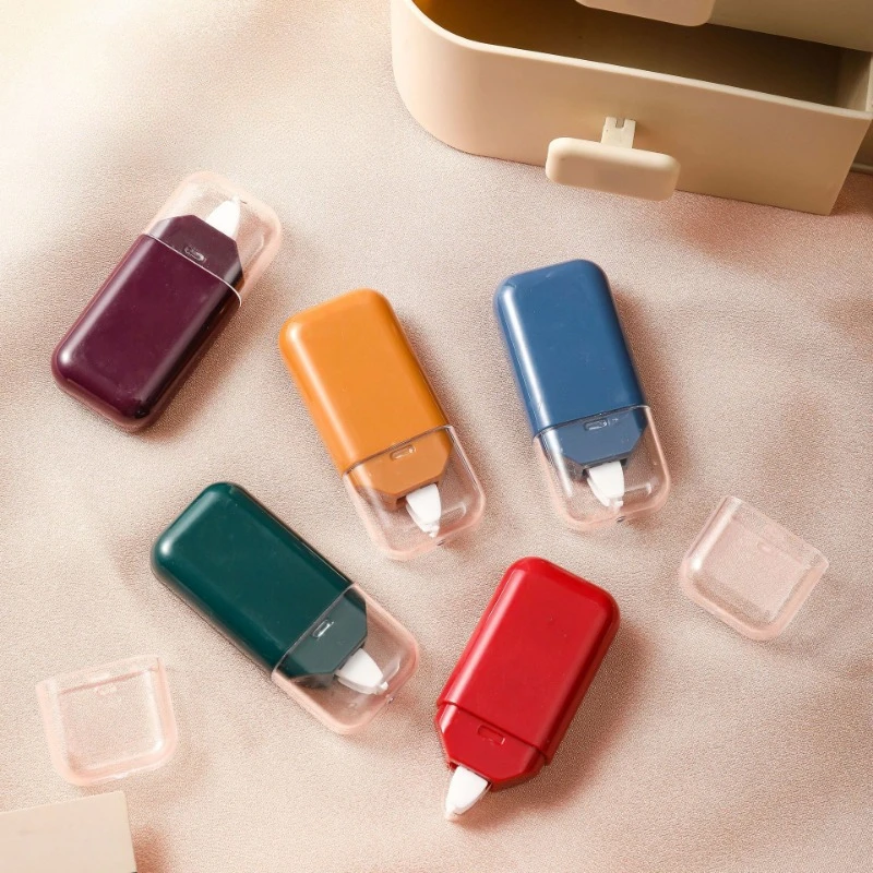 6pcs/set Simple Retro Color Solid Color Transparent Correction Tape Cute Macaron Morandi Color Correction Tape School Supplies