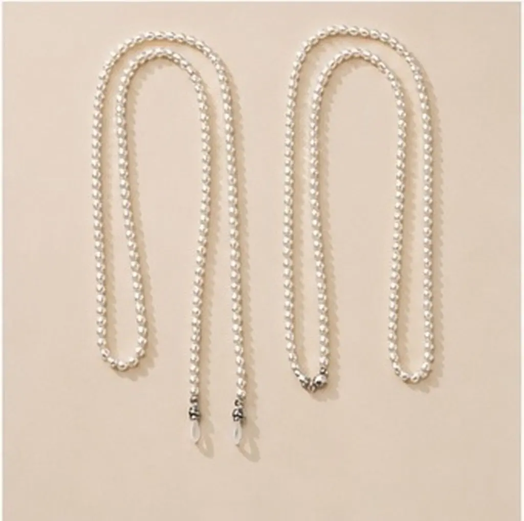 2Pcs Elegant Pearl Eyeglass Chain Glasses Retainer Strap for Neck Arm Wear Eyewear Protection Eyewear Holder Lanyard
