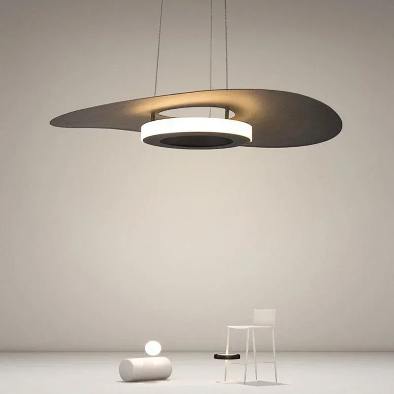 الحديثة الفاخرة تصميم أسود أبيض قبعة مستديرة معدنية قلادة LED أضواء غرفة المعيشة غرفة الطعام شنقا تركيبات ديكور المنزل الداخلي