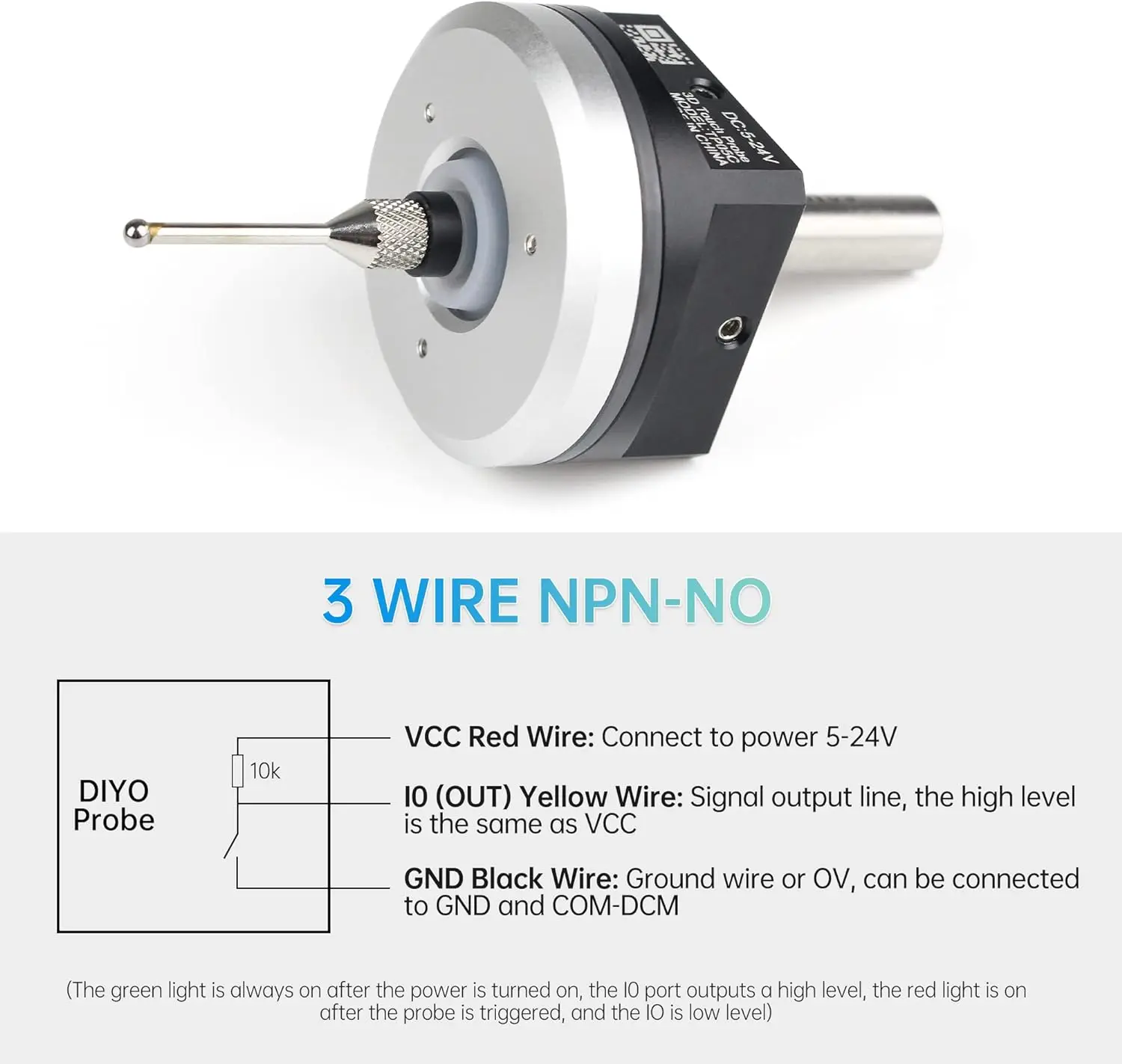 【EU Stock】3D Touch Probe Edge Finder to Find Desktop Center,V5 NPN NO CNC 3D Edge Finder with Tip,Waterproof Anti-roll CNC Probe