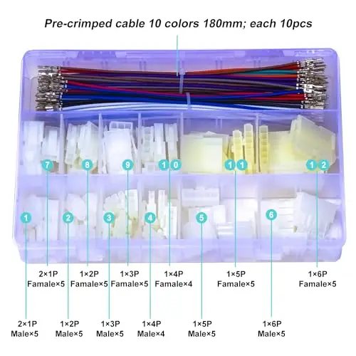 Mini-Fit Jr 4.2mm Pitch Connector with  20AWG  Cables, Molex Mini-Fit Jr Single Row 1/2/3/4/5/6Pin 5557 (MX4.2-5557-Single)