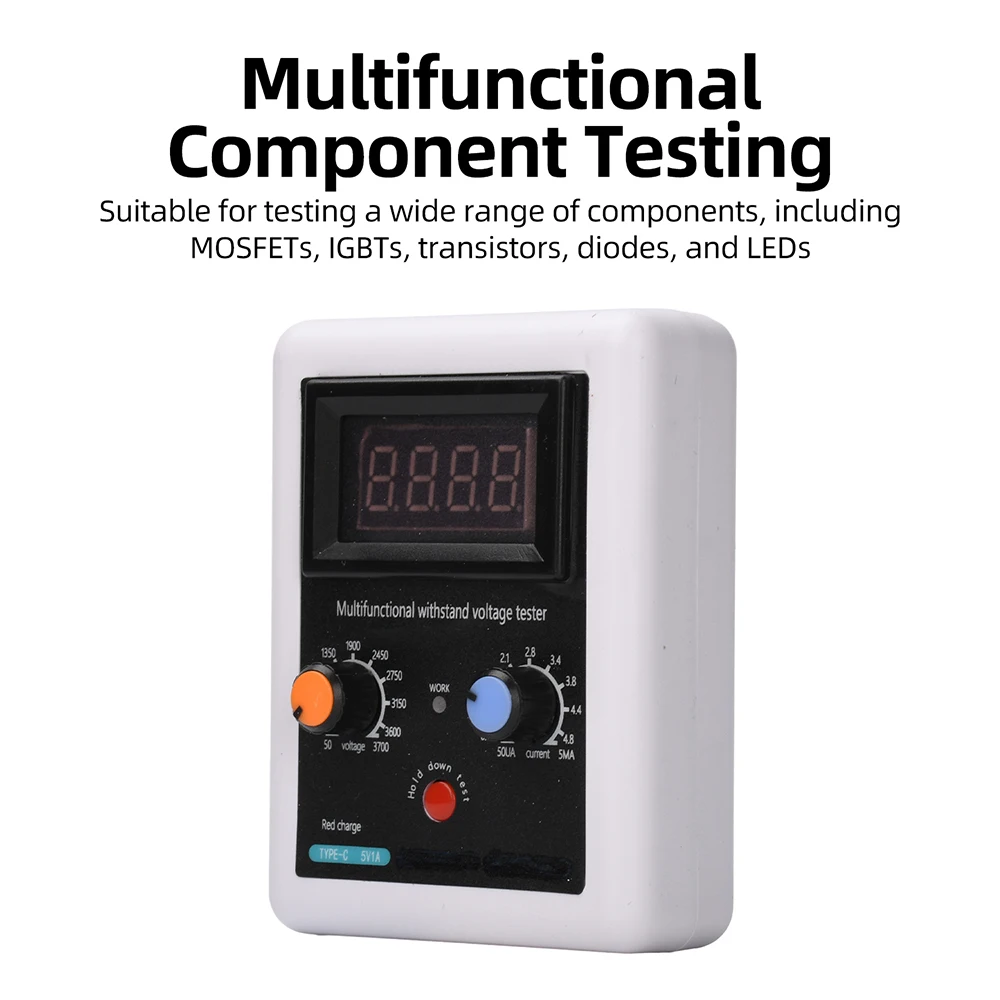 0-3700V Adjustable Transistor Tester IGBT MOS Tube Diode Withstand Voltage Tester Type-C Charging Portable Voltage Testing Tool