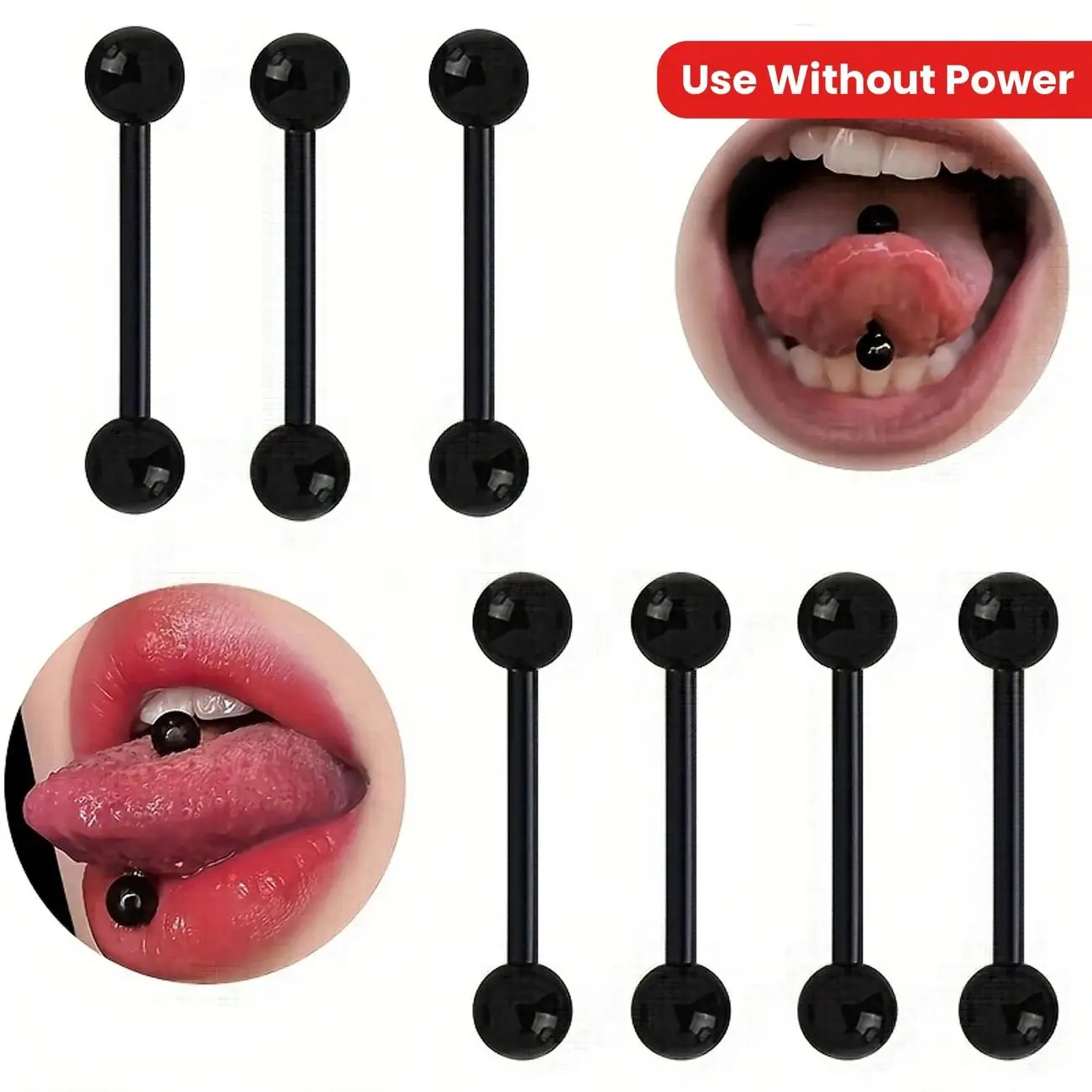 10pcs 14G 16mm Bar Black Acrylic UV Soft Rod Tongue Piercing Balls Plastic Barbell Nipple Piercing Tongue Rings Party Jewelry