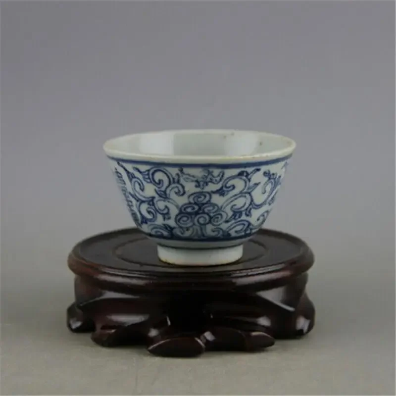 Chinese Blue and White Porcelain  Pattern Teacup Cup 2.60 inch