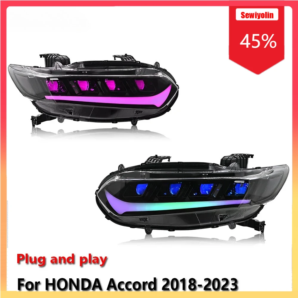 

Car LED Headlight Automobile Partsfor HONDA Accord 2018-2023 Fog DRL Brake Turn Signal Lamp Plug and Play