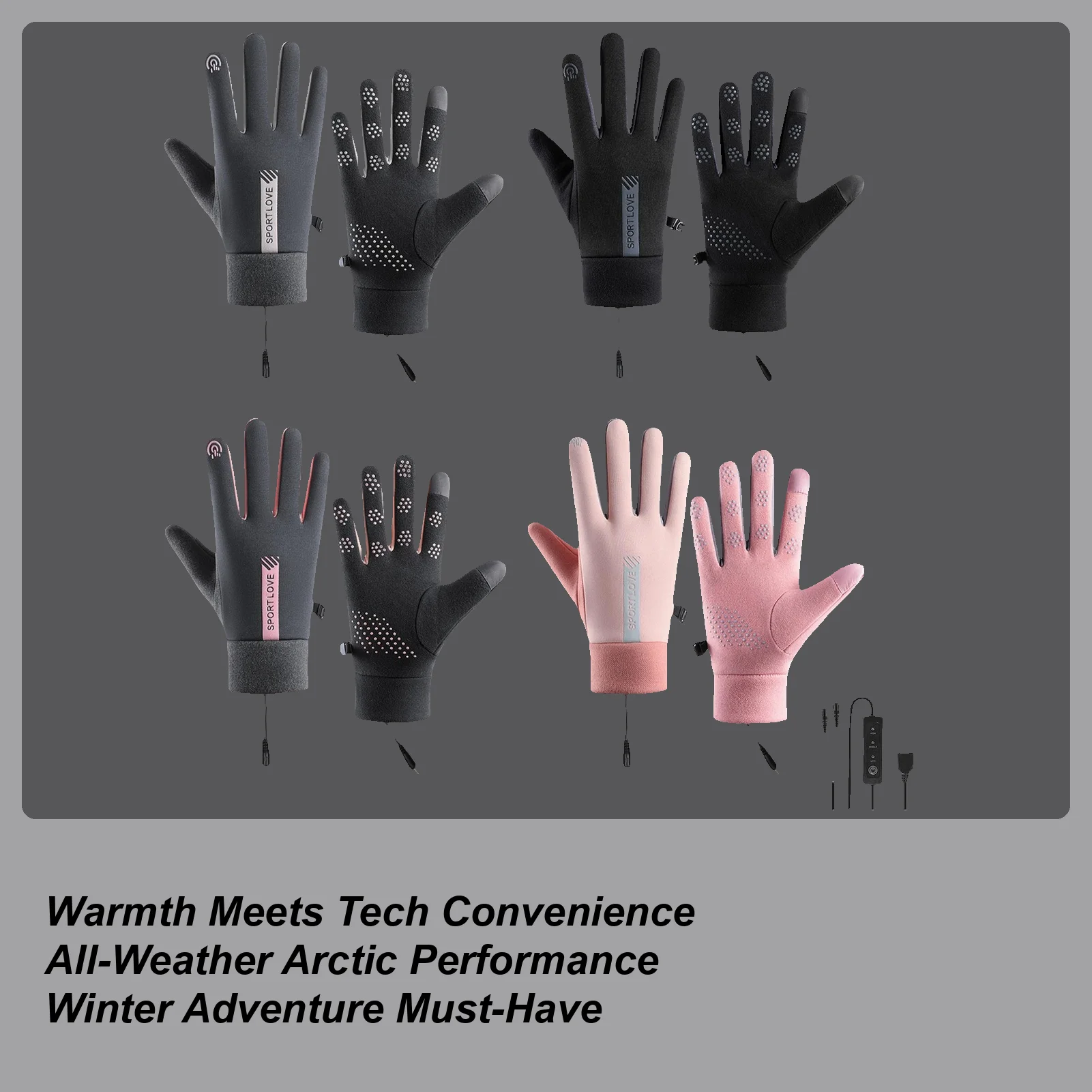 

Electric Heated Gloves Touchscreen USB Powered Winter Electric Mittens USB Heating Gloves Hand Warmers For Skiing Hiking Cycling