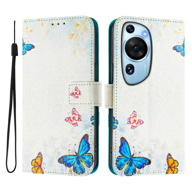 P60 Leather Phone Case For Huawei P60 ART P50 Pro P40 P30 P20 Lite Flip Cover Wallet Magnetic Painted Cases Cat Flower Bear 2025 - Image 5