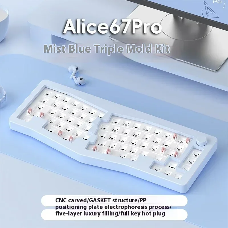 Imagem -06 - Aluminum Alloy Teclado Mecânico sem Fio Três Modo Bluetooth Hot Plug 67 Chaves Teclado Gaming Personalizado Monka-alice67pro