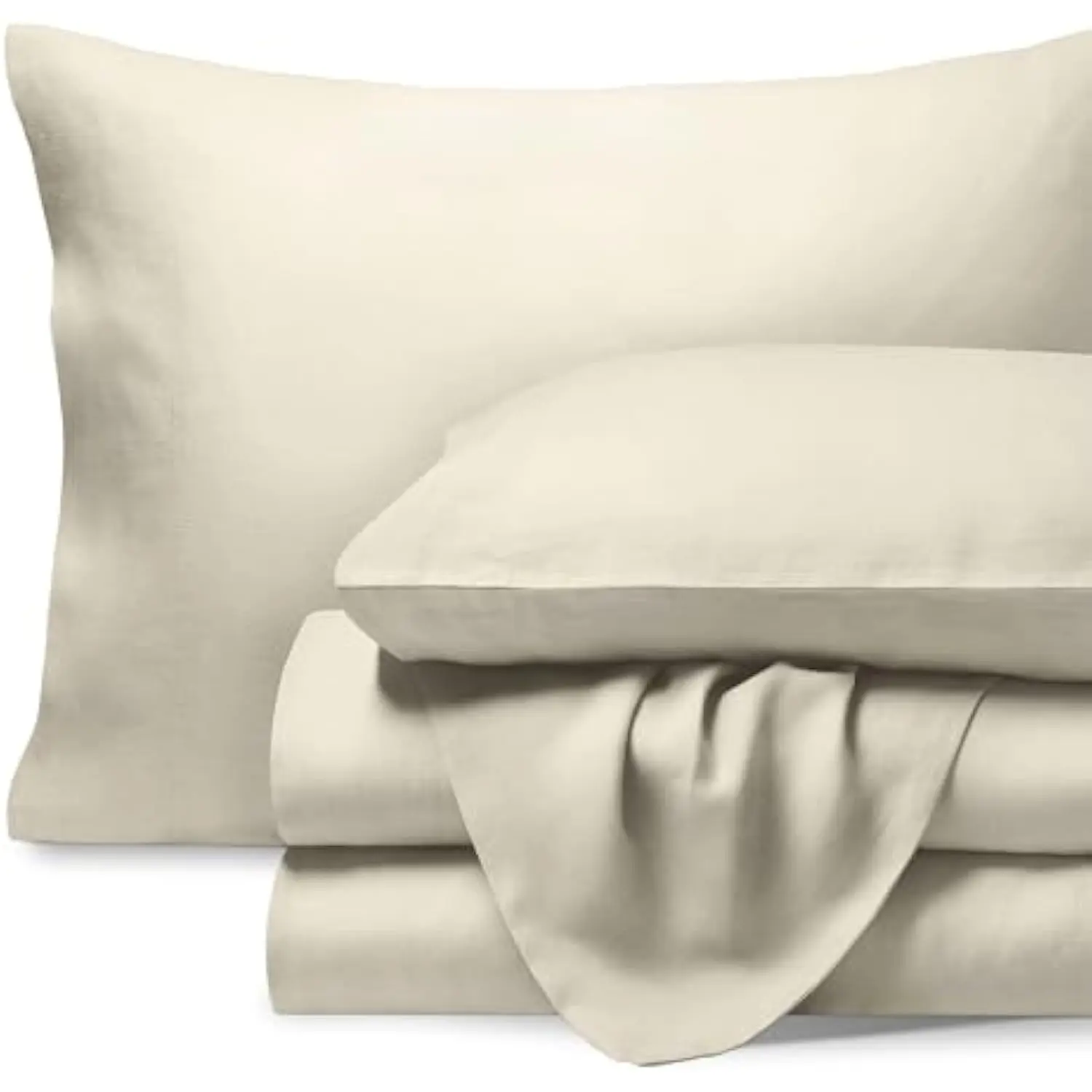 

Twin Sheet Set - Luxury 100% European Linen - Deep Pockets - Easy Fit - 3 Piece Set - Bedding Sheets & Pillowcases (Twin, Natu