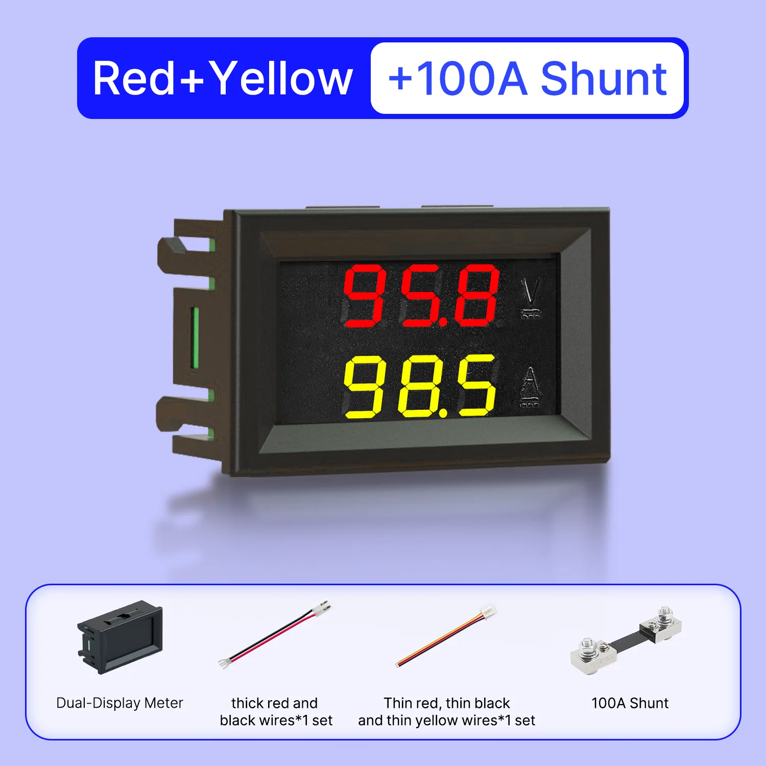DC 6.5-100 V 0-100A Digitale Spanning Stroom Multimeter Power Meter LCD Volt Amp Meter Manometer Ampèremeter Voltmeter Met Shunt Power (100A Stroom Shunt