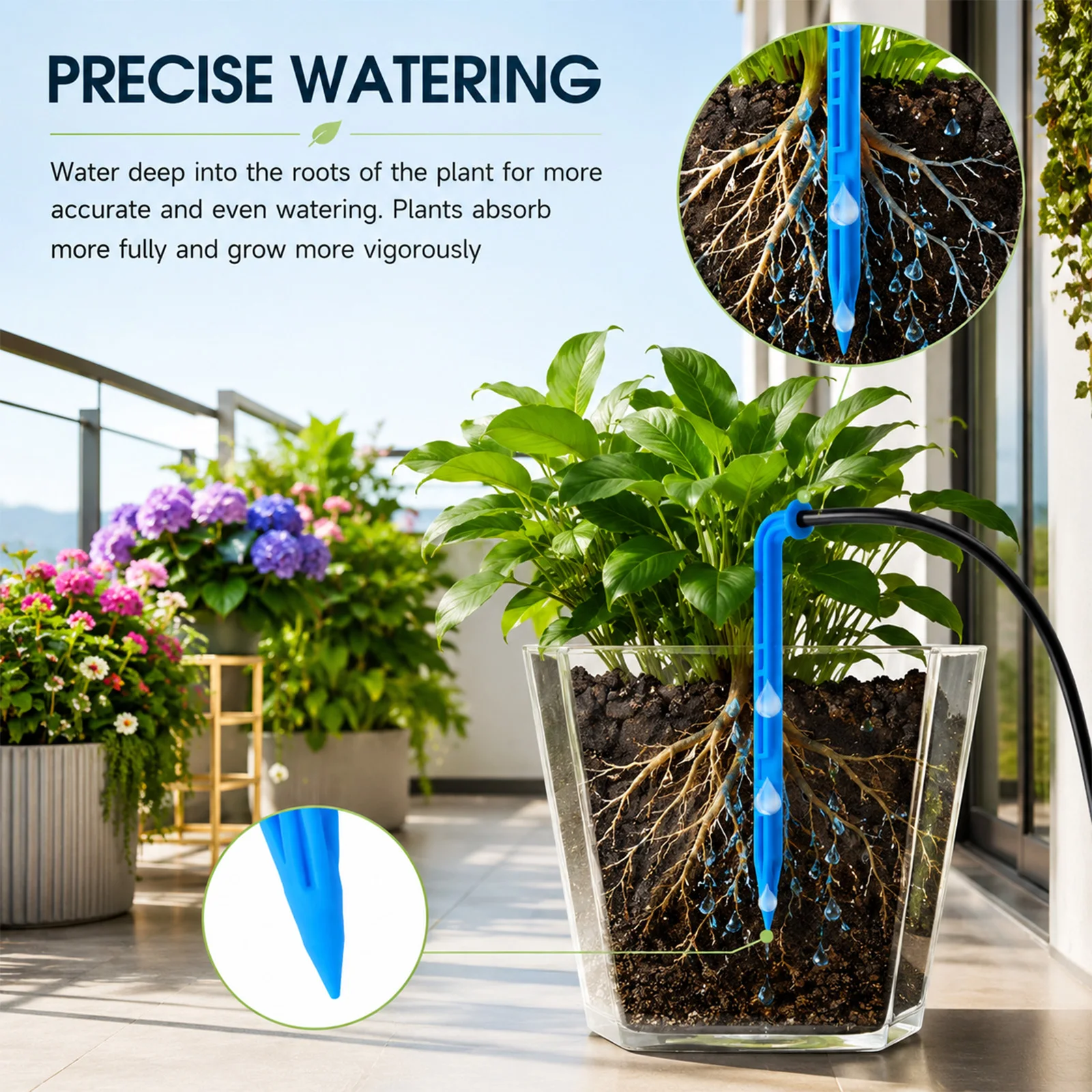 Sistema de riego por goteo automático con energía solar, manguera de 35 m y 300 modos de riego, dispositivo de riego automático para 30 plantas en macetas, ideal para balcones, jardines y invernaderos.