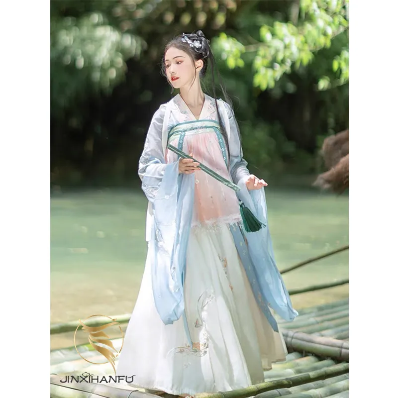 JINXIHANFU Original Design Embroidery Gradient Color Chinese Style Girl Autumn Tea Traditional Dress Hanfu Women