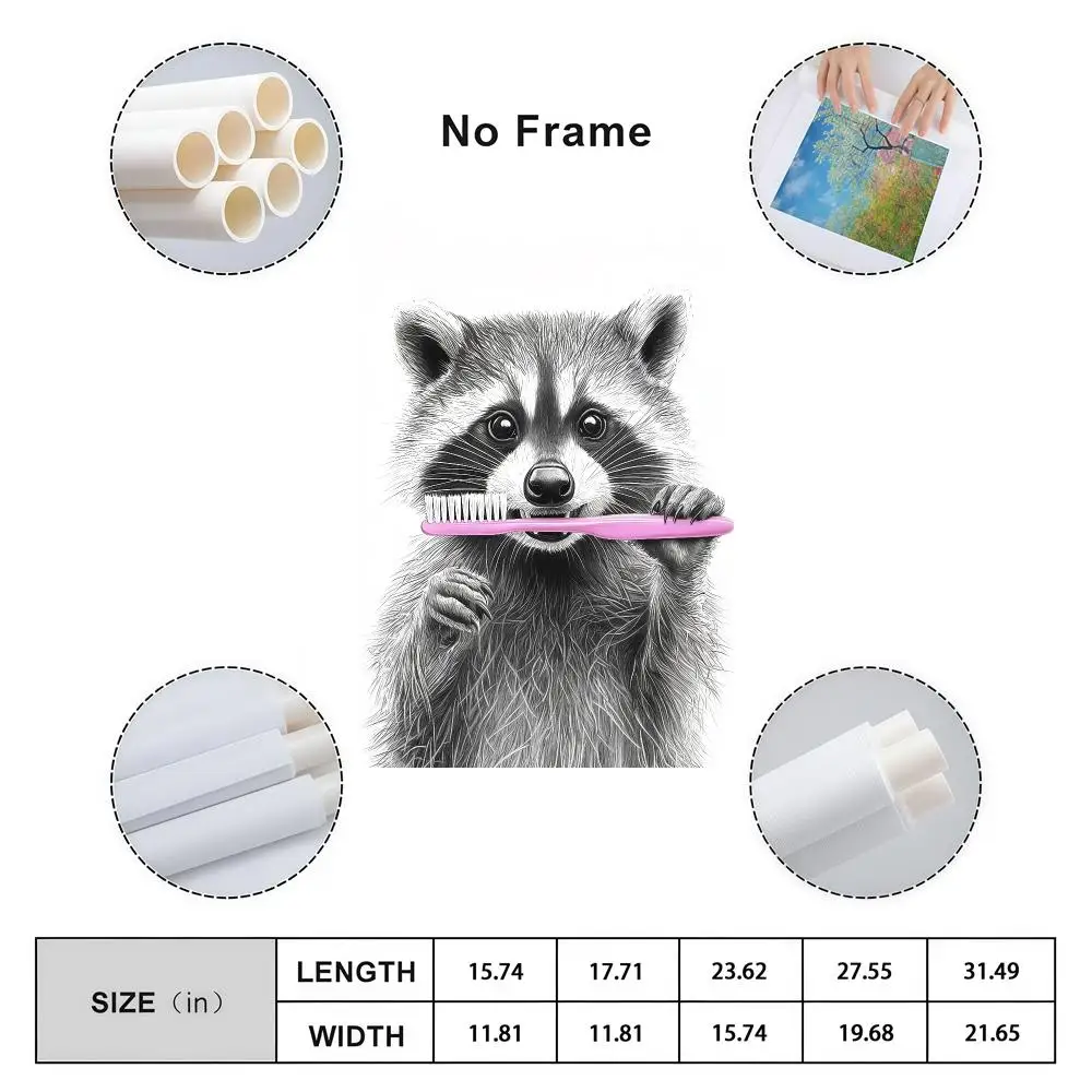 Funny Otter & Raccoon Bathroom Poster Cover For Room Canvas Painting Print Art Home Wall Decor Picture Gift