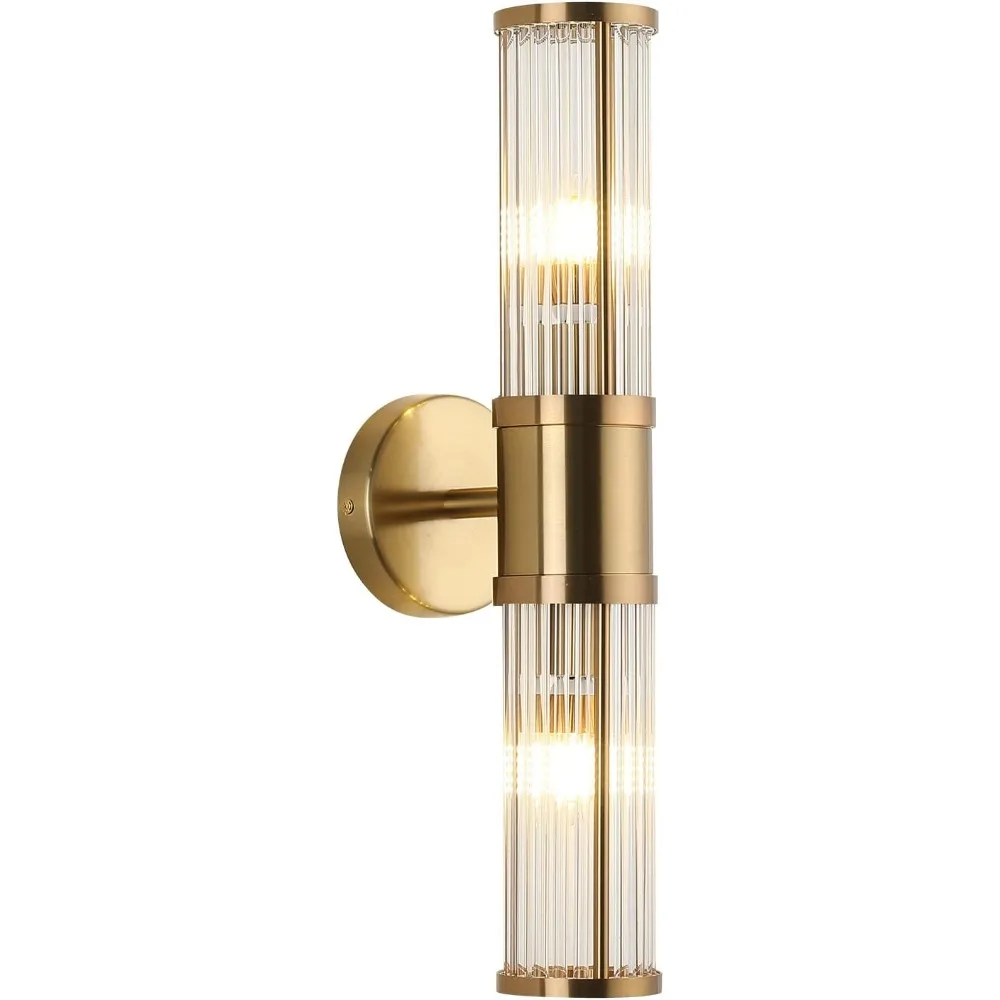 

Glass Wall Light Fixture Indoor Brass Bathroom Vanity Lights Beside Mirror Lighting Lamps Up and Down Wall Mounted Light E12