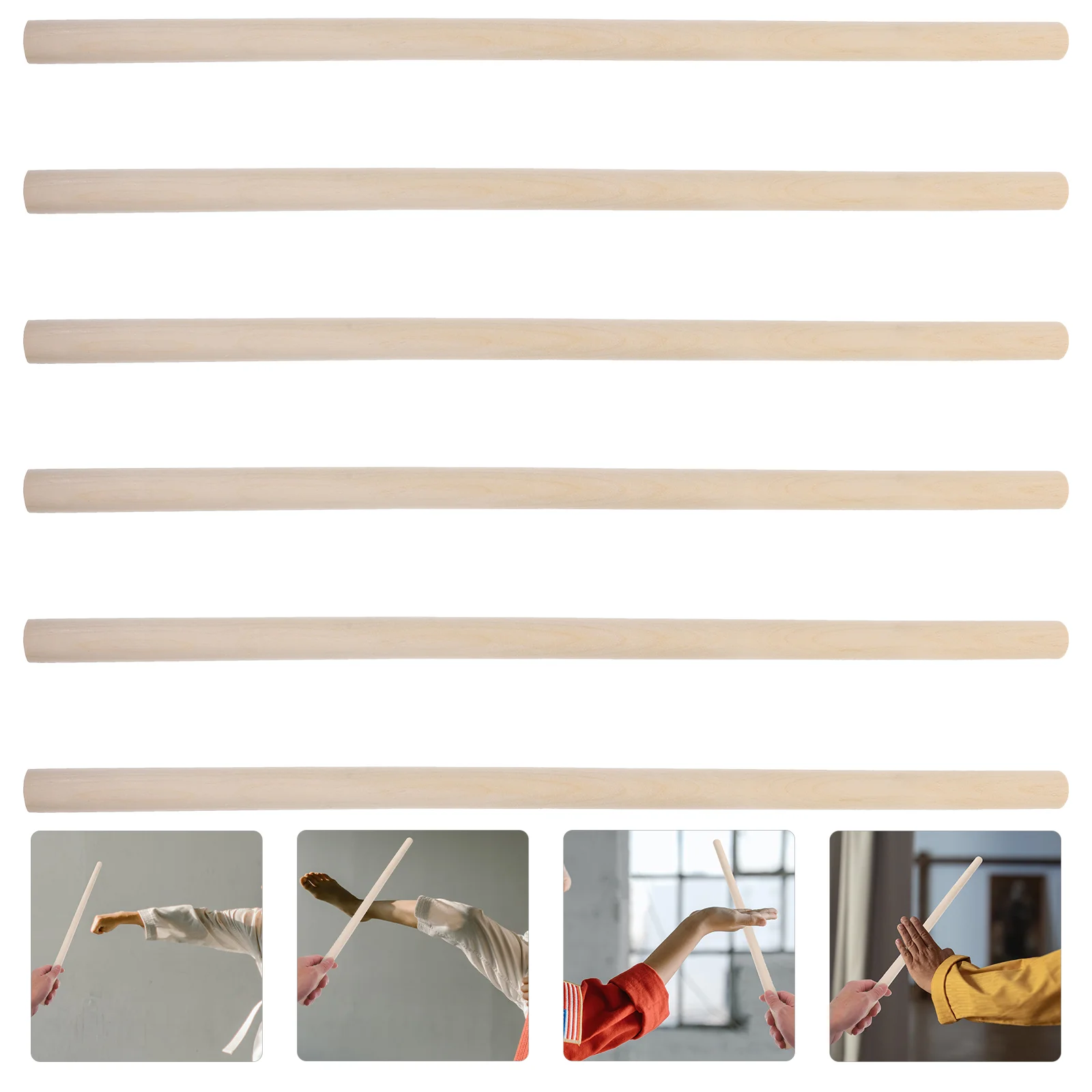 

6pcs 20mm Diameter 50cm Wooden Breaking Sticks for Taekwondo Training Natural Wood Portable Practice Martial