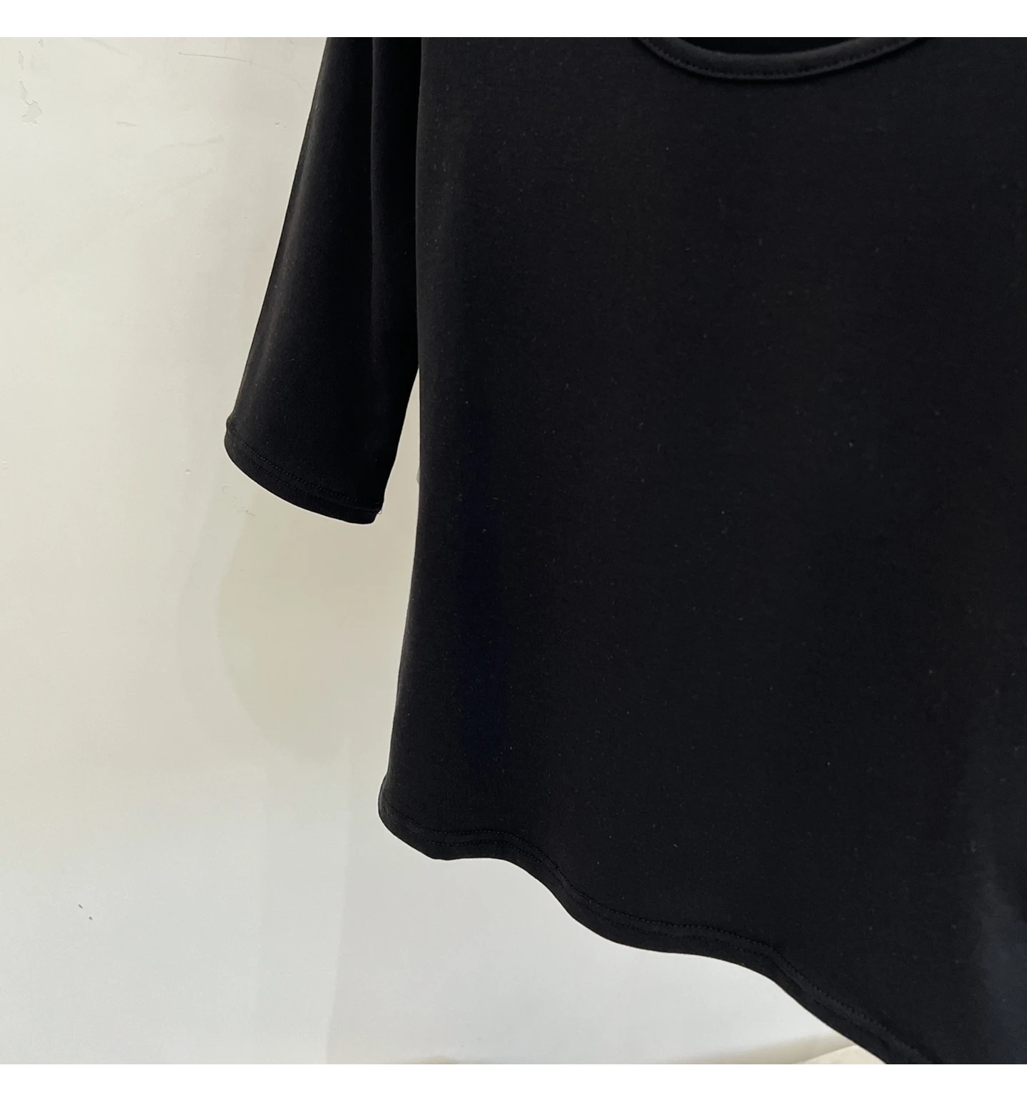 Zjaiss Women's White Base Top 2026 New U-Neck Three-Quarter Sleeve Tee for Spring & Summer Solid Versatile Casual Simple T-Shirt