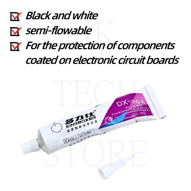 DX-704 sigillante in gomma siliconica fissaggio impermeabile resistente alle alte Temperature nero/bianco 55g per strumenti di riparazione del telefono cellulare ecc