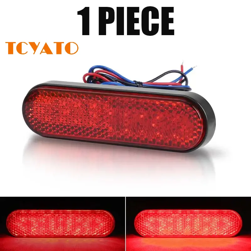 TCYATO  Motorcycle electric bike reflector with two holes high gloss elliptical rear mudboard warning device