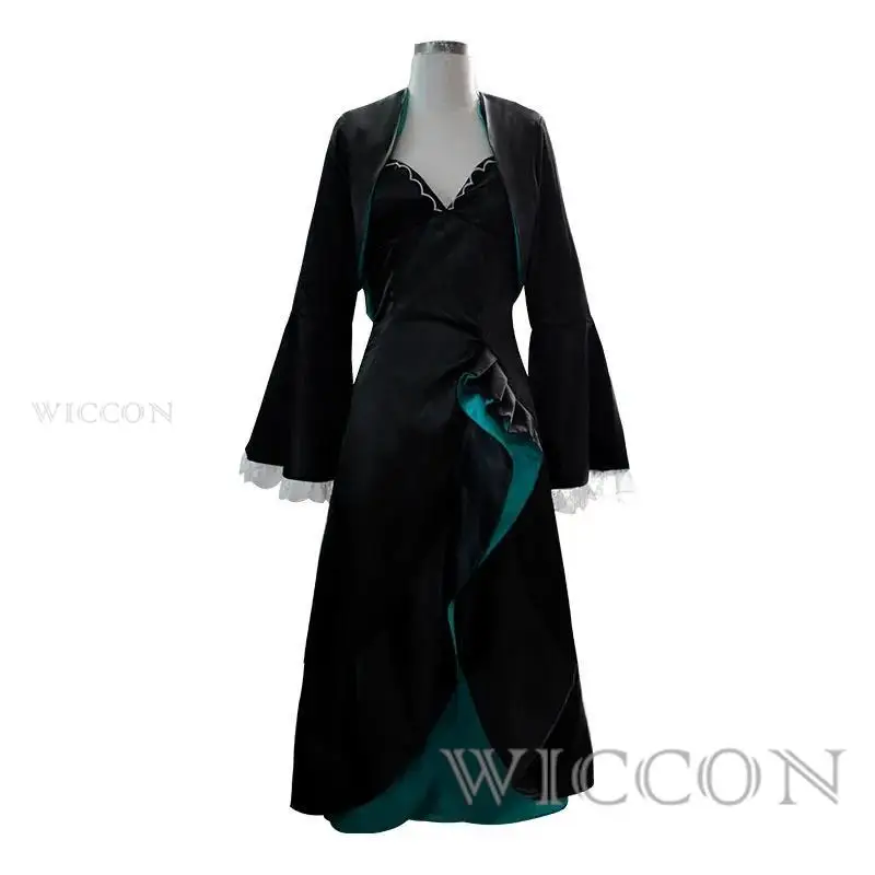 게임 블루 아카이브 Sunaookami Shiroko 코스프레 드레스 할로윈 카니발 의상 검은 망토 파티 의상